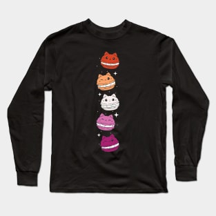 Subtle Lesbian Pride Flag Cute Cat Kawaii Macaron Long Sleeve T-Shirt